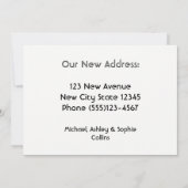 黒及び白のレトロの波パターン"引っ越しました" 案内状 (裏面)