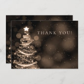 黒及び金ゴールドのクリスマスの結婚式はノート感謝していしています サンキューカード (正面/裏面)