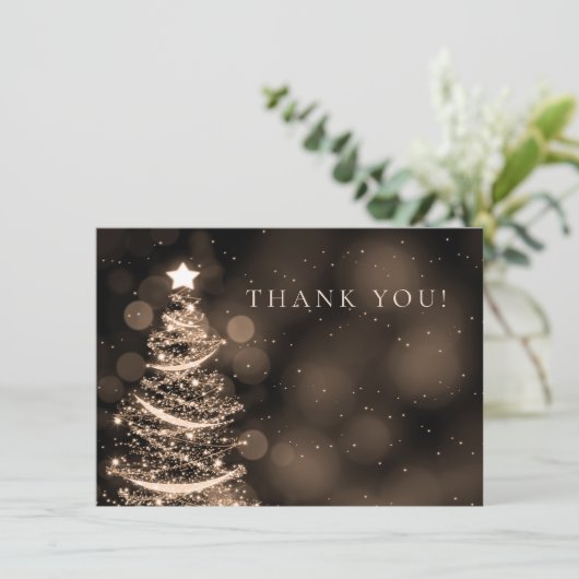 黒及び金ゴールドのクリスマスの結婚式はノート感謝していしています サンキューカード (スタンド正面)