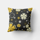 黒及び金ゴールドのクリーム色の花の枕 クッション (裏面)