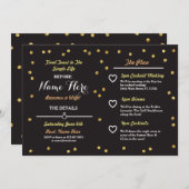 黒及び金ゴールドのグリッターのバチェロレッテの旅程の招待 招待状 (正面/裏面)