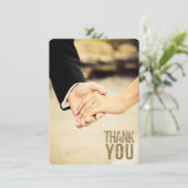 黒及び金ゴールドのグリッターは写真カード感謝していしています サンキューカード (スタンド正面)