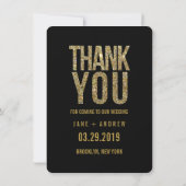 黒及び金ゴールドのグリッターは写真カード感謝していしています サンキューカード (裏面)