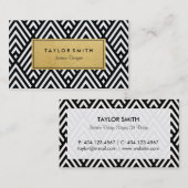 黒及び金ゴールドのシェブロンパターン名刺 名刺 (正面/裏面)