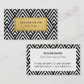 黒及び金ゴールドのシェブロンパターン名刺 名刺 (正面/裏面)