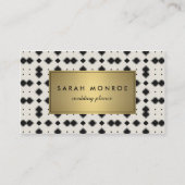 黒及び金ゴールドのシェブロンパターン 名刺 (正面)