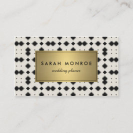 黒及び金ゴールドのシェブロンパターン 名刺