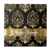 黒及び金ゴールドのダマスク織 タイル (正面)