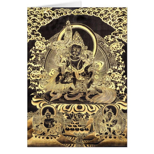 黒及び金ゴールドのチベットの仏教の芸術 (正面)