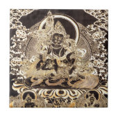 黒及び金ゴールドのチベットの仏教の芸術 タイル (正面)