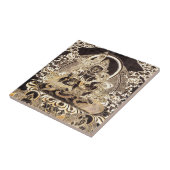黒及び金ゴールドのチベットの仏教の芸術 タイル (側面)