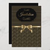 黒及び金ゴールドのパーティーのお祝い| DIYの文字 招待状 (正面/裏面)