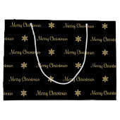 黒及び金ゴールドのメリークリスマスのギフトバッグ ラージペーパーバッグ (裏面)