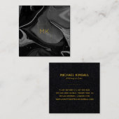 黒及び金ゴールドのモノグラム|の大理石の正方形ビジネス スクエア名刺 (正面/裏面)