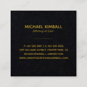 黒及び金ゴールドのモノグラム|の大理石の正方形ビジネス スクエア名刺 (裏面)