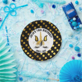 黒及び金ゴールドのユニコーン ペーパープレート (パーティー)