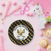 黒及び金ゴールドのユニコーン ペーパープレート (パーティー)