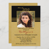 黒及び金ゴールドの写真の卒業の招待状 招待状 (正面/裏面)