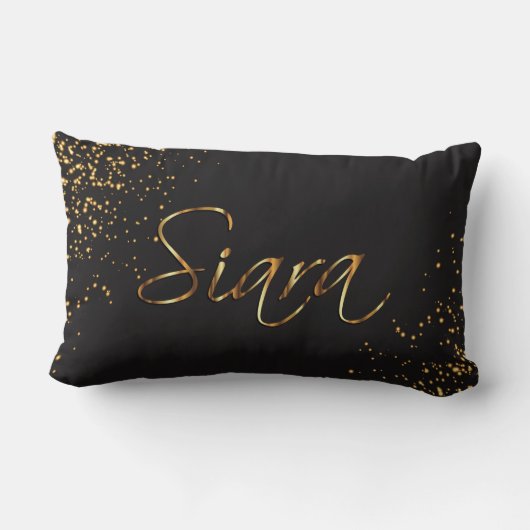 黒及び金ゴールドの原稿のフォントのデザインをカスタム個人化して下さい ランバークッション (裏面)