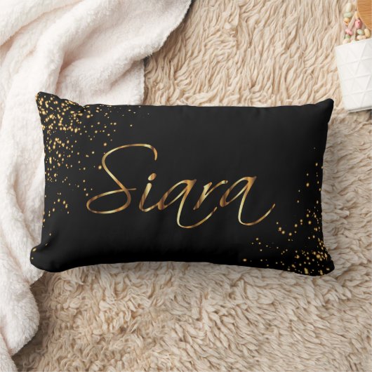 黒及び金ゴールドの原稿のフォントのデザインをカスタム個人化して下さい ランバークッション (ブランケット)