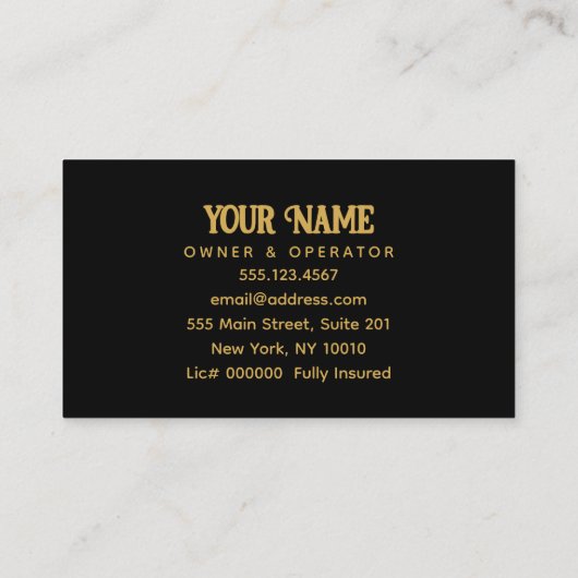 黒及び金ゴールドの圧力洗浄力洗浄窓 名刺 (裏面)