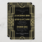 黒及び金ゴールドの招待状 招待状 (正面/裏面)