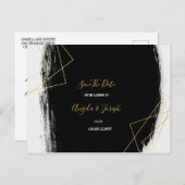 黒及び金ゴールドの水彩画のGeomeのモダンな保存日付 案内ポストカード (正面/裏面)