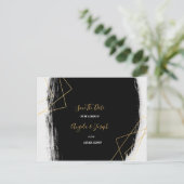 黒及び金ゴールドの水彩画のGeomeのモダンな保存日付 案内ポストカード (スタンド正面)