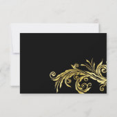 黒及び金ゴールドの結婚記念日RSVPカード 出欠カード (裏面)