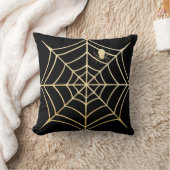 黒及び金ゴールドのSpiderwebの不気味なくもハロウィン クッション (ブランケット)