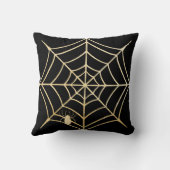 黒及び金ゴールドのSpiderwebの不気味なくもハロウィン クッション (裏面)