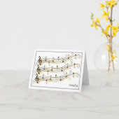 黒及び金ゴールドは音楽スタッフのメッセージカードをスクロールしました カード (黄色い花)