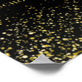 黒及び金ゴールドグリッターモダンの卒業サイン ポスター (角)