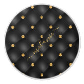 黒及び金ゴールドセラミックノブ付き名前をカスタムする セラミックノブ (正面)