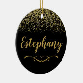黒及び金ゴールド名前をカスタムするセラミックオーナメント セラミックオーナメント (右)