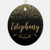 黒及び金ゴールド名前をカスタムするセラミックオーナメント セラミックオーナメント (左)