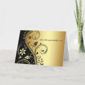 黒及び金ゴールド花スクロール母の日カード カード (裏面)