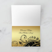 黒及び金ゴールド花スクロール母の日カード カード (内部)