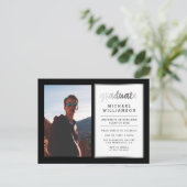 黒及び銀の大学院の写真の卒業パーティー インビテーションポストカード (スタンド正面)