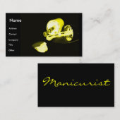 黒及び黄色のネイルアーチスト 名刺 (正面/裏面)