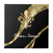黒及びgold fleur de lys タイル (正面)