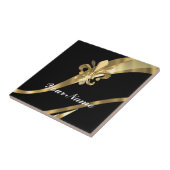 黒及びgold fleur de lys タイル (側面)
