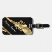 黒及びgold fleur de lys ラゲッジタグ (正面横)