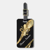 黒及びgold fleur de lys ラゲッジタグ (正面縦)