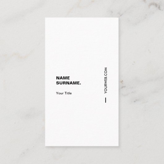 黒及びWhiteTypographyの縦の名刺 名刺 (裏面)