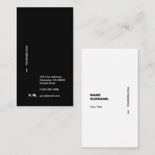 黒及びWhiteTypographyの縦の名刺 名刺 (正面/裏面)