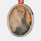 黒口の野良犬の子犬 メタルオーナメント (左)