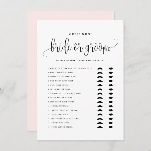 黒台彼は彼女は花嫁または新郎のゲームを言った エンクロージャーカード (正面/裏面)