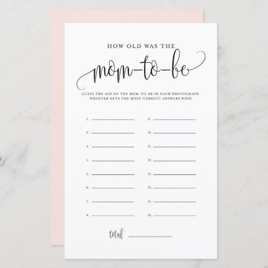 黒台彼女の赤ちゃんシャワーのゲームは何歳だった (正面/裏面)