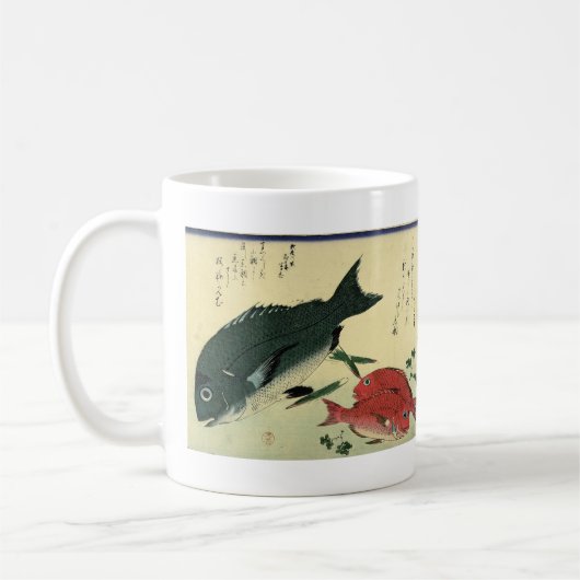 黒台・赤台 – 広重の魚日本のプリント コーヒーマグカップ (左)